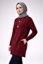 Burgundy Crew Neck Oversize Women's Knitwear Tunic - 2