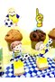 Yellow-Navy Blue Theme Cupcake Topper - Yellow-Navy Blue Football Concept Muffin Decoration (12 Pieces) - 7