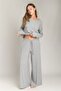 Carol Ribbed Knit Drapey Pants Pajama Bottoms - Gray Melange