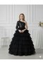 Girl's One-Shoulder Sequined Layered Tulle Detailed Black Evening Dress, Girl's Graduation Dress