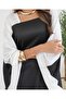 black and white satin dress. two tones jalabiya - 6