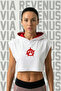 Anarchy Printed Zero Sleeve Hooded Sportswear Women's Crop