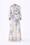 Blue Floral Patterned Shirt and Skirt Set