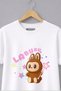 Printed White Semi Cropped T-Shirt – Oversized Cut 100% Cotton Women's T-Shirt - 2