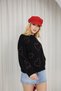 Women's Black Knitwear Sweater, Red Stone Heart Detail, Crew Neck, Soft and Stylish Design - 5
