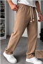 Men's Beige Baggy Cut Linen Blend Muslin Trousers Breathable Fine Woven Structure - 5