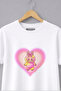 Printed White Semi Cropped T-Shirt – Oversized Cut 100% Cotton Women's T-Shirt - 2