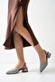 Women's Open Back Elastic Glittery Heeled Shoes Platinum - 2