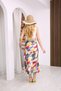 Women's Colorful Patterned Satin Midi Skirt, High Waist, A-Line, Flowy and Stylish Design - 8
