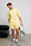 Jacinto men's crew neck cotton t-shirt with contrast stitching and print detail - oversized yellow - 4