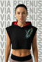 Eagle Printed Zero Sleeve Hooded Sports Women's Crop Top