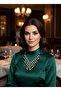 Stone Leaf Design Stylish Women's Necklace – Elegant Evening Dress Matching Statement Necklace for Night Events - 4