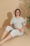 Women's Curve Plus Size Milan Fabric Capri Short Sleeve Pajama Set - 4