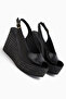 Caty Black Wedge Heeled Women's Sandals - 4