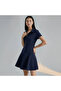 Navy Blue Polo Collar Mini Dress - 5