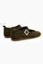 Danni Genuine Leather Green Suede Women's Ballerinas with Belt - 7