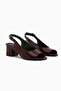 Catia Genuine Leather Burgundy Snake Pattern Women's Heeled Sandals - 3