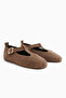 Danni Genuine Leather Mink Suede Belted Women's Ballerinas - 3
