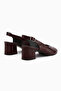 Catia Genuine Leather Burgundy Snake Pattern Women's Heeled Sandals - 5