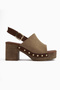 Cindy Beige Suede Platform Heeled Women's Sandals - 2