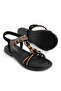 Rio Black Knitted Band and Stone Women's Sandals - 4