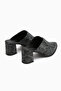 Rachel Genuine Leather Black Snake Pattern Women's Heeled Slippers - 6