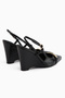 Phia Black Buckle Wedge Heeled Women's Sandals - 6