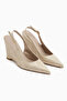Tira Beige Wedge Heeled Pointed Toe Women's Sandals - 5