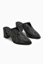 Rachel Genuine Leather Black Snake Pattern Women's Heeled Slippers - 4