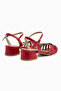 Serry Genuine Leather Red Buckle Women's Sandals - 6