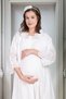New Season Ecru Fisto Linen Special Design Summer 100% Cotton Maternity Dressing Gown, Nightgown Set - 6