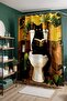 Bathroom Curtain, Cute Reading Cat Patterned Shower Curtain, Bathtub Curtain 175X200Cm