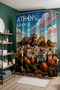 Bathroom Curtain,Autumn Pattern Shower Curtain in Athens,Bathtub Curtain 175X200Cm