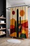 Bathroom Curtain, Desert and Cactus Patterned Shower Curtain, Bathtub Curtain 175X200Cm - 2