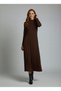 Women's Four Seasons Long Sleeve Viscose Midi Length Half Turtleneck Dress Brown - 3