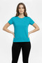 T-Shirt Crew Neck Slim Fit Lycra T-Shirt Casual Basic Body - Turquoise
