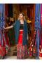 Petrol Color Shawl Collar Mercerized Cardigan - 3