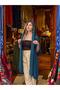 Petrol Color Hooded Mercerized Cardigan - 3