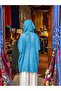 Turquoise Color Hooded Mercerized Cardigan - 3