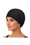 Fabric Black Cloth Pool Cap, Sea Cap, Swimming Cap, Set of 2 – Flexible, Fabric Cap - 2