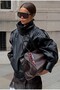 Women's ZR Model Mock Neck Zippered Leather Jacket