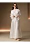 Women's Dressing Gown Double Breasted Collar and Sleeve Lace Detailed Long Plain and Elegant Dressing Gown - 3