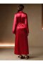 Women's Dressing Gown Double Breasted Collar and Sleeve Lace Detailed Long Plain and Elegant Dressing Gown - 6