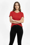 T-Shirt Crew Neck Slim Fit Lycra T-Shirt Casual Basic Body - Red