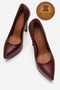 Genuine Leather Women's Burgundy Leather Platform Heeled Shoes Pointed Toe Evening Dress Shoes Sienaderi - 5
