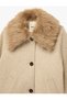 Detachable Faux Fur Collar Cashmere Coat Long Sleeve Buttoned with Pockets - 4