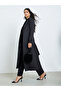 Black Regular Fit Belted Tailored Kimono