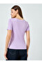 Purple Ribbed Round Neck T-Shirt - 5