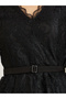 Black Scallop Neckline Lace Peplum Top - 4