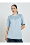 Blue Lace Neckline Short Sleeve T-Shirt - 3